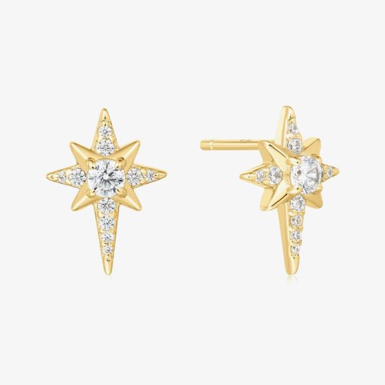 Ania Haie Miss Dainty 14ct Gold Plated Cubic Zirconia Star Stud Earrings E065-02G