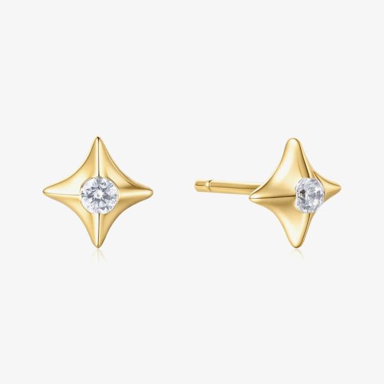 Ania Haie Sunny Sparkler 14ct Gold Plated Cubic Zirconia Star Stud Earrings E064-02G