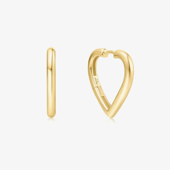 Ania Haie Sunny Sparkler 14ct Gold Plated Heart Hoop Earrings E064-03G
