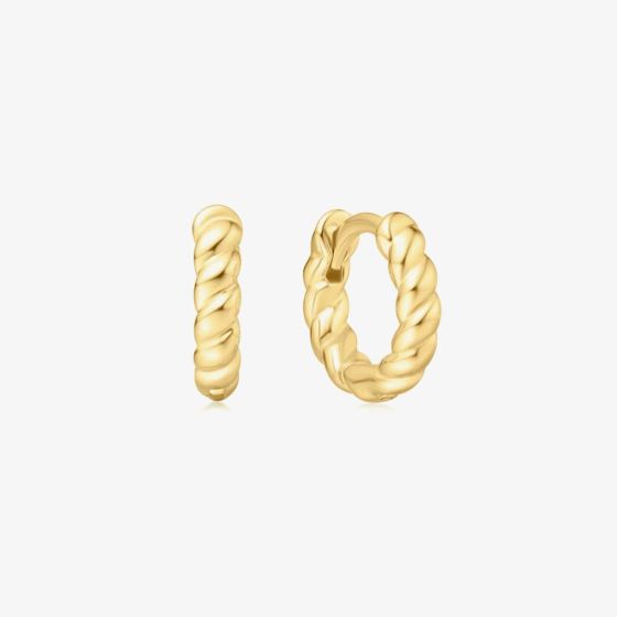 Ania Haie Chill Voyager 14ct Gold Plated Textured Small Huggie Hoop Earrings E063-03G