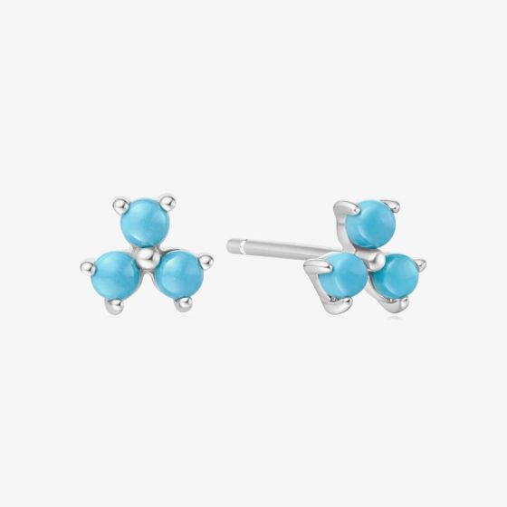Ania Haie Chill Voyager Sterling Silver Lab Created Turquoise Lotus Stud Earrings E063-04H