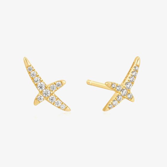 Ania Haie Heart Hunter 14ct Gold Plated Cubic Zirconia Kiss Stud Earrings E057-02G