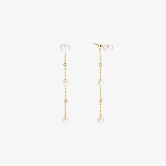 Ania Haie Luna Gaze Gold Plated Shell Pearl Drop Stud Earrings E075-11G