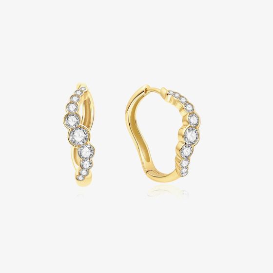 Ania Haie Luna Gaze Gold Plated Cubic Zirconia Tide Huggie Earrings E075-13G