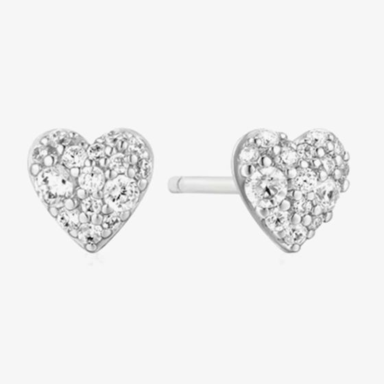 Ania Haie Starlit Drops Silver Pave Heart Stud Earrings E074-01H