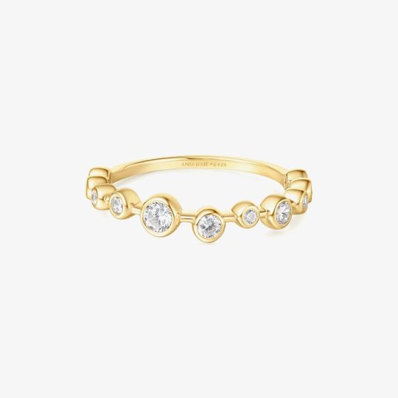 Ania Haie Miss Dainty 14ct Gold Plated Cubic Zirconia Zig-Zag Ring R065-01G