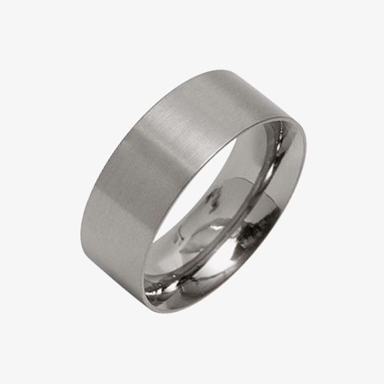 Ti2 Titanium 8mm Satin Flat Court Ring T.LR844.G
