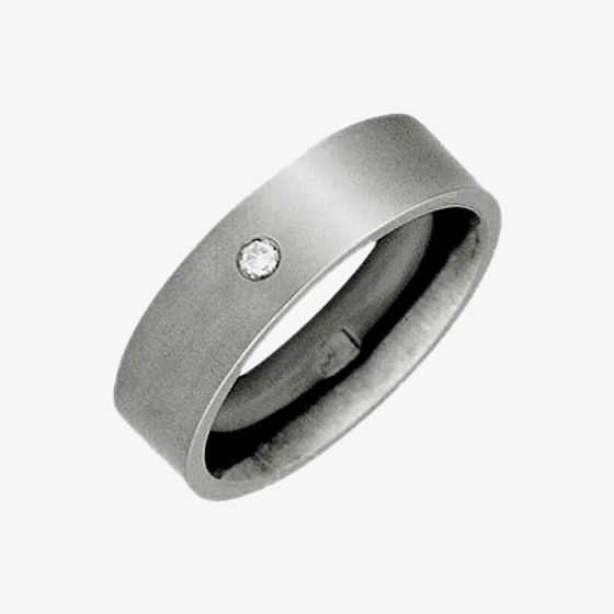 Ti2 Titanium 6mm Diamond Satin Flat Court Ring T.LR657.DI.1.G