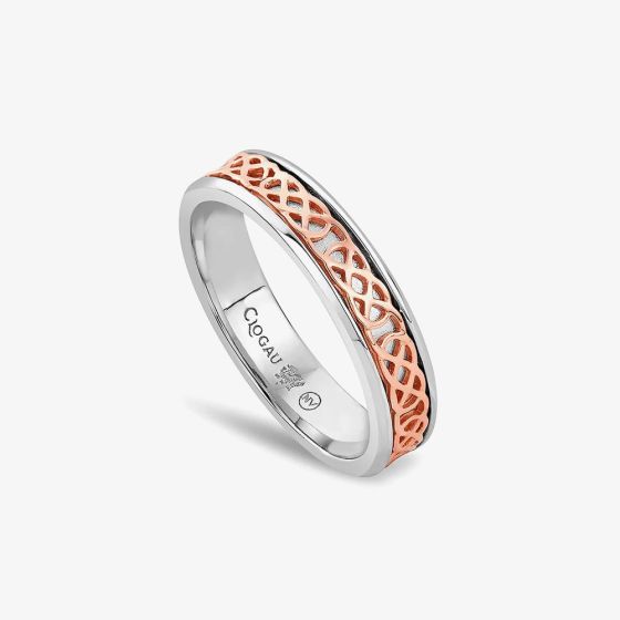 Clogau Annwyl Silver 9ct Rose Gold Slim Channel Band Ring 3SCWR
