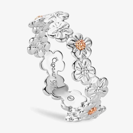 Clogau Silver & 9ct Rose Gold Forget Me Not Flower Ring 3SFMN0748
