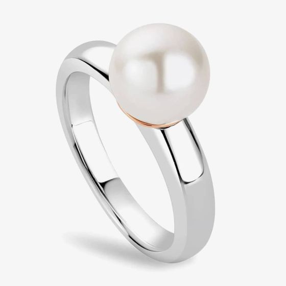 Clogau Silver & 9ct Rose Gold Beachcomber Pearl Ring 3SBCH0749