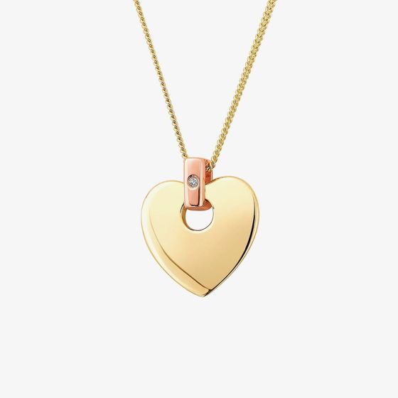 Clogau 9ct Two Colour Gold Cariad Heart Diamond Pendant Necklace CAHP