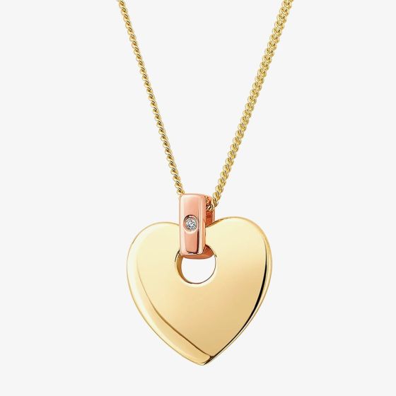 Clogau 9ct Two Colour Gold Cariad Heart Diamond Pendant Necklace CAHP