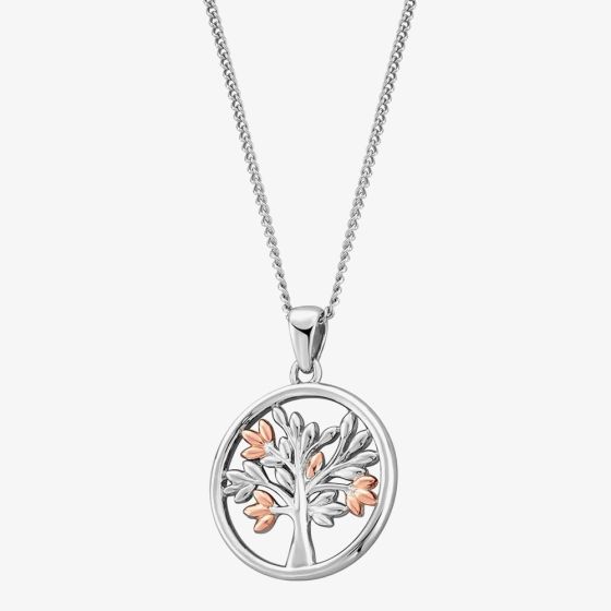 Clogau Sterling Silver and Rose Gold Tree Of Life Pendant Necklace 3SNTLCP