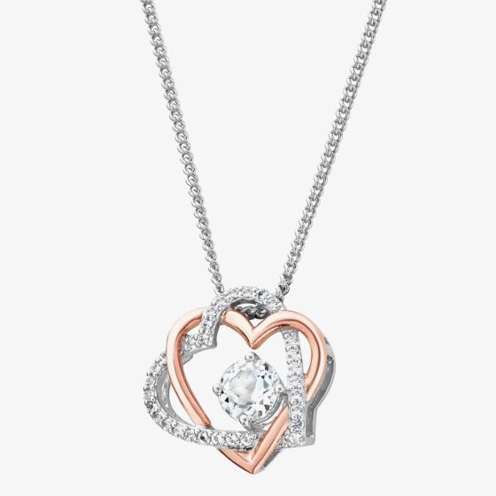 Clogau Forever Yours White Topaz Heart Pendant Necklace 3SAMH0091