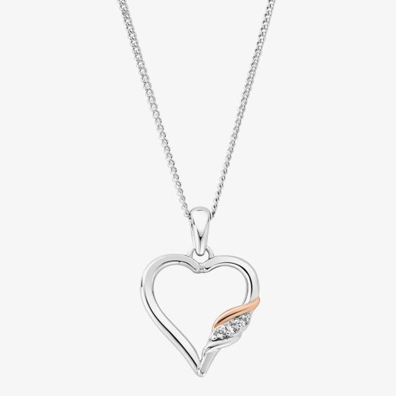 Clogau Past Present Future Silver Topaz Heart Pendant 3SPPF0647