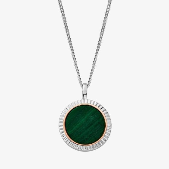 Clogau Silver & 9ct Rose Gold Reflections Of Padarn Malachite Necklace 3SMCH0705