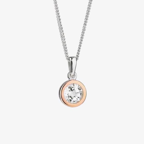 Clogau Celebration Silver 9ct Rose Gold Topaz Circle Necklace 3SMP5