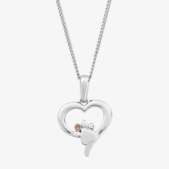 Clogau Ladies Sterling Silver Paw Print Heart Topaz Pendant Necklace 3SPMH769