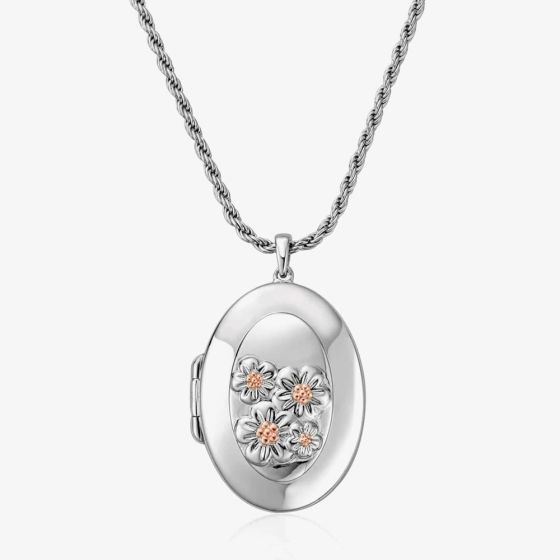 Clogau Natures Wonder Silver Forget Me Not Locket Necklace 3SFMN0618