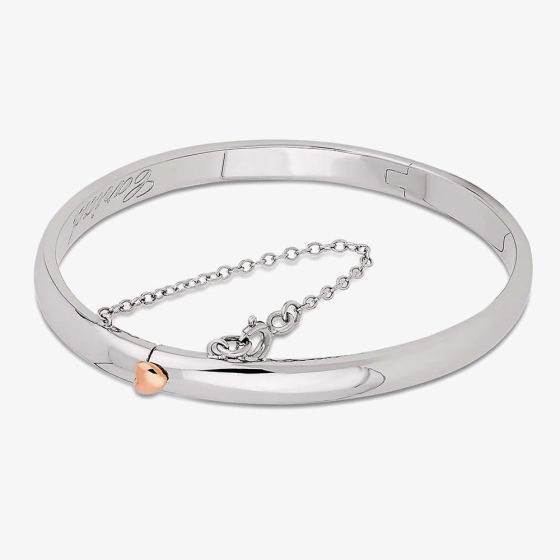 Clogau Silver 9ct Rose Gold Cariad Heart Bangle 3SCBG
