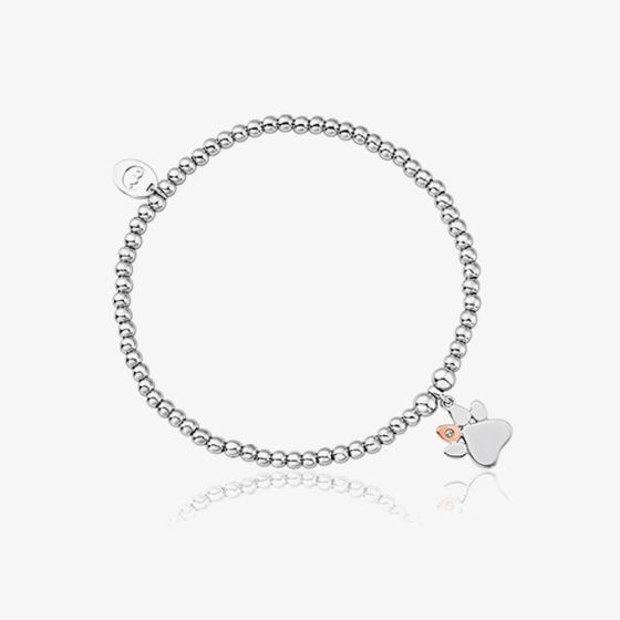 Clogau Affinity Paw Print White Topaz Bead Bracelet 3SAFF0224
