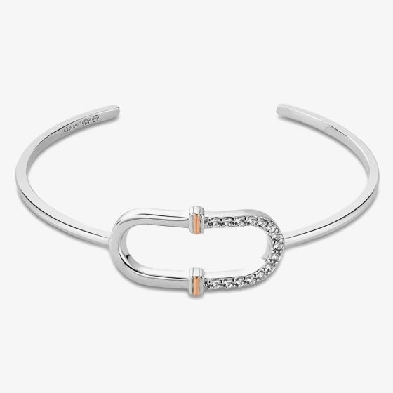 Clogau Silver & 9ct Rose Gold Connection Interlocking Arches Bangle 3SCRL0742