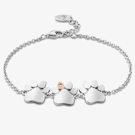 Clogau Paw Prints Silver Triple Paw Bracelet 3SPWP0824