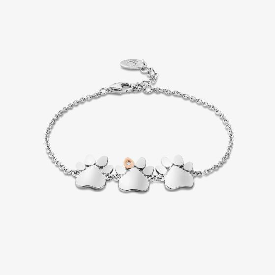 Clogau Paw Prints On My Heart Silver Triple Paws Bracelet 3SPWP0824