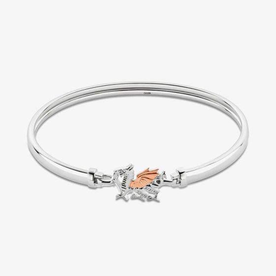 Clogau Welsh Dragon Silver 9ct Rose Gold Bangle Bracelet 3SWDR895