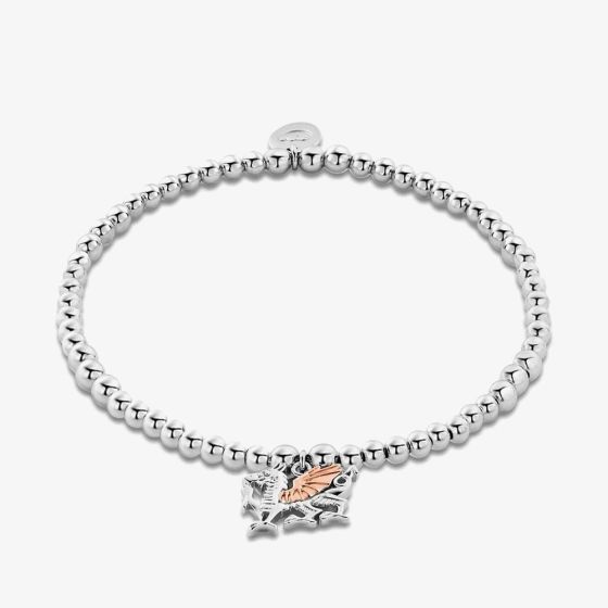 Clogau Welsh Dragon Silver 9ct Rose Gold Affinity Bead Bracelet 3SBB53S