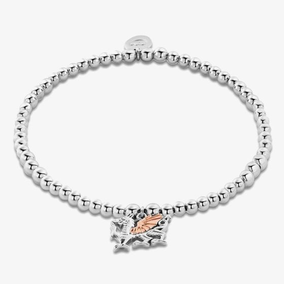 Clogau Welsh Dragon Silver 9ct Rose Gold Affinity Bead Bracelet 3SBB53S