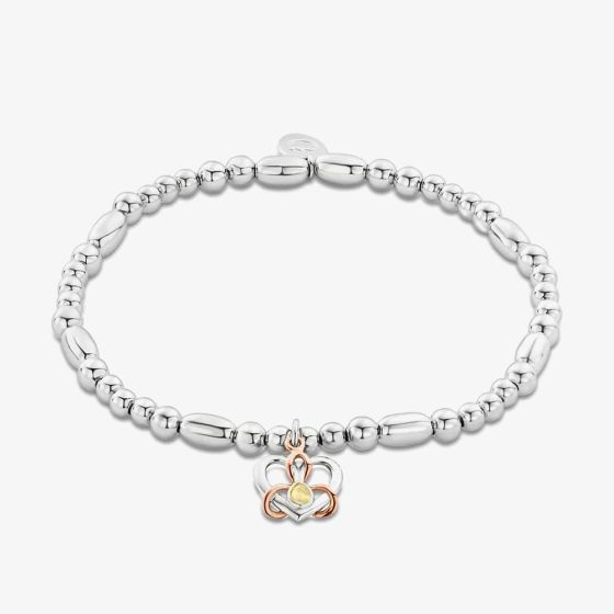 Clogau Dwynwen Silver 9ct Rose Gold Opal Heart Affinity Bead Bracelet 3SBB103R