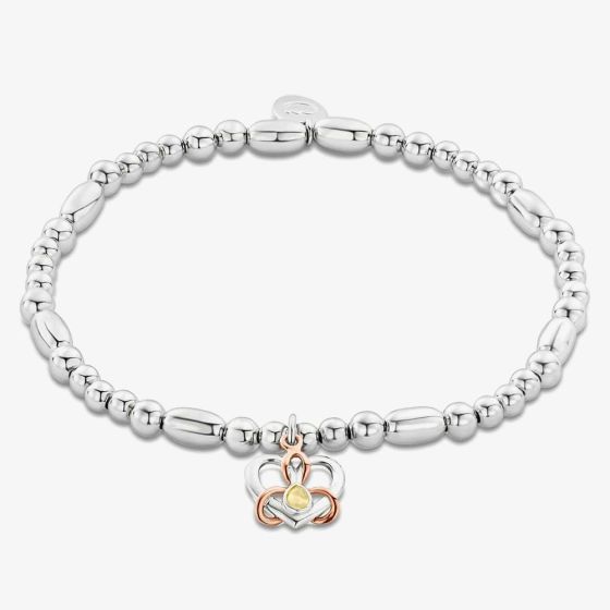 Clogau Dwynwen Silver 9ct Rose Gold Opal Heart Affinity Bead Bracelet 3SBB103R