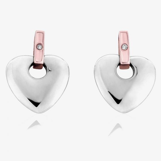 Clogau Silver 9ct Rose Gold Cariad Diamond Earrings 3SCE010
