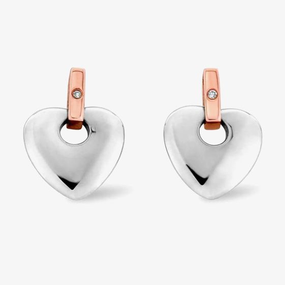 Clogau Silver 9ct Rose Gold Cariad Diamond Earrings 3SCE010