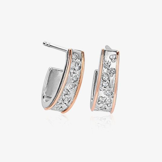 Clogau Cariad Sparkle Half Hoop Earrings 3SCCBE01
