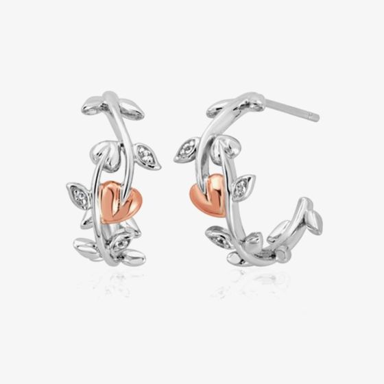 Clogau Vine of Life White Topaz Half Hoop Earrings 3STOL0235