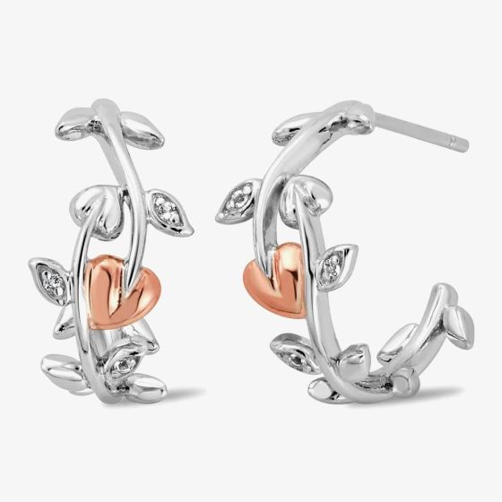 Clogau Tree of Life White Topaz Half Hoop Earrings 3STOL0235