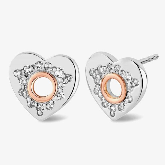 Clogau Cariad Silver Sparkle Heart Stud Earrings 3SCRS0652