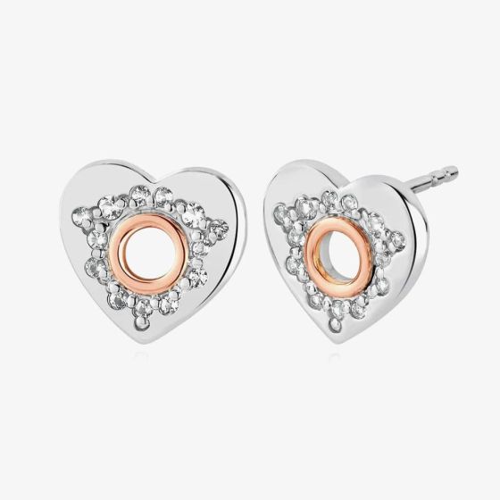 Clogau Cariad Silver Sparkle Heart Stud Earrings 3SCRS0652