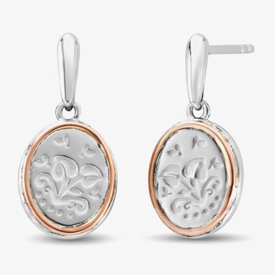 Clogau Tree of Life Silver Filigree Oval Dropper Earrings 3STOL764