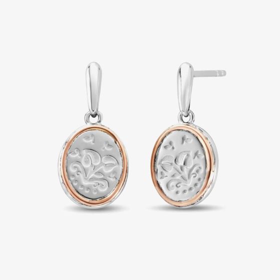 Clogau Tree of Life Silver Filigree Oval Dropper Earrings 3STOL764