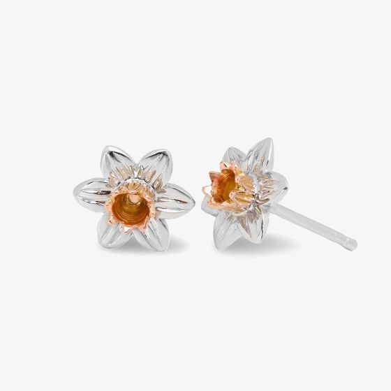 Clogau Silver 9ct Rose Gold Daffodil Flower Stud Earrings SDSE