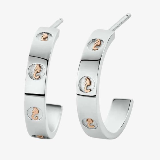Clogau Ladies Insignia Sterling Silver Slim Half Hoop Earrings 3SINS850
