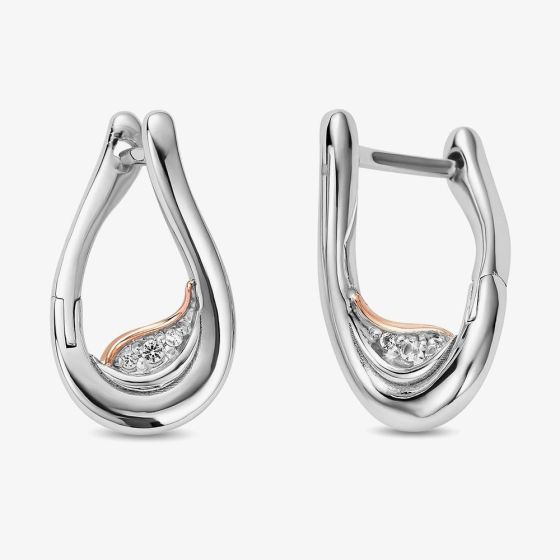 Clogau Two Colour Past Present Future Twist Hoop Earrings 3SPPF962