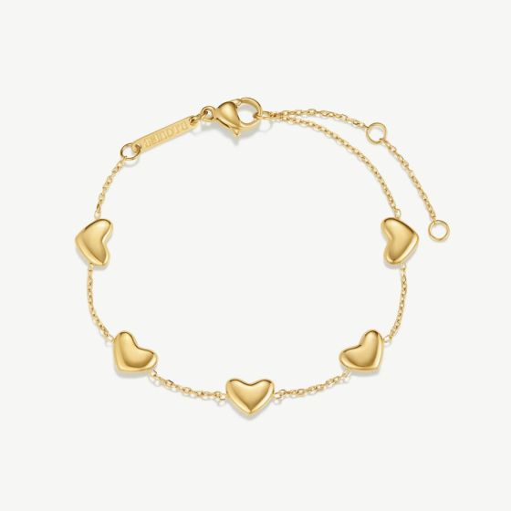 D.Louise Yellow Gold Tone Plated Stainless Steel Bubble Heart Bracelet NAB-12