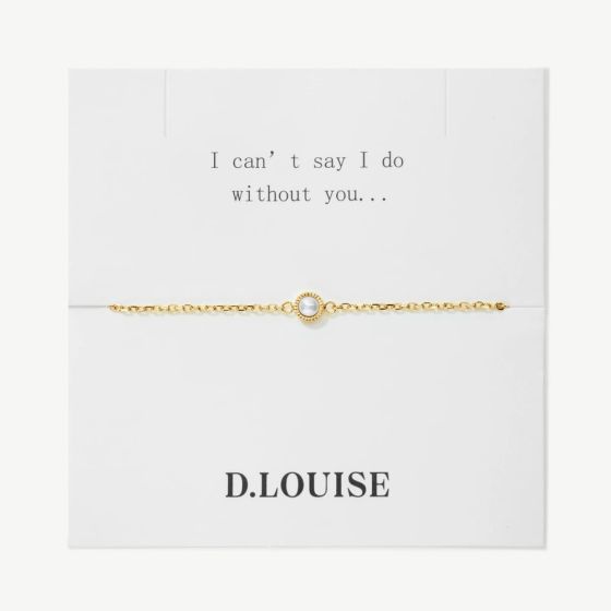 D.Louise Yellow Gold Tone Plated Stainless Steel Bridesmaid Dainty Pearl Bracelet SKB-15