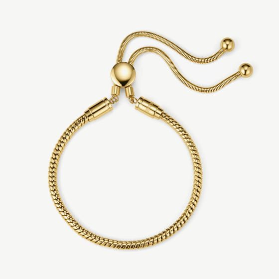D.Louise Yellow Gold Tone Plated Stainless Steel Classic Friendship Bracelet SKB-63