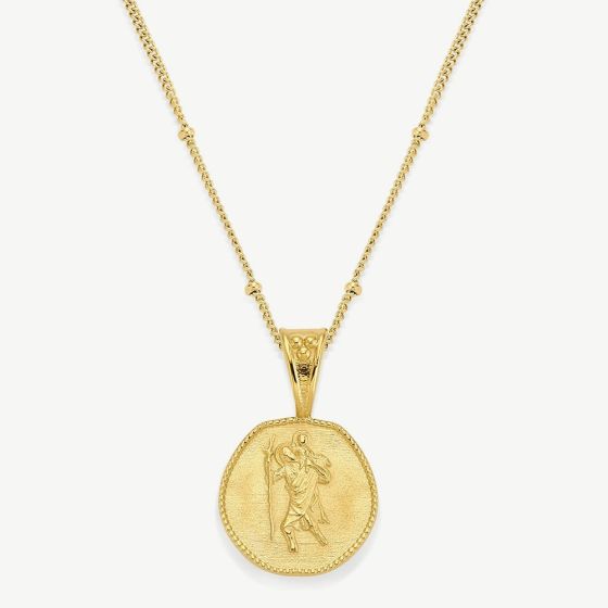 D.Louise Yellow Gold Tone Plated Stainless Steel St.Christopher Pendant THN-21
